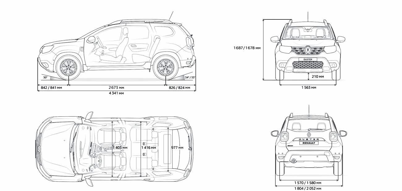 размеры рено дастер в новом кузове